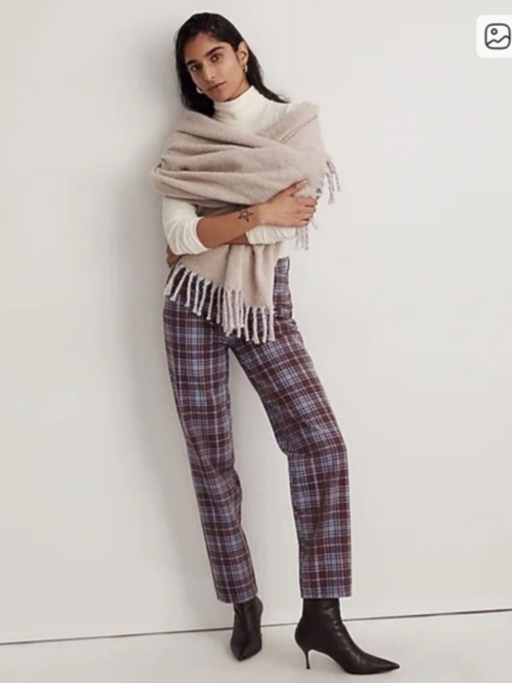 Madewell The Perfect Vintage Straight Jean In Cabernet Plaid - Picture 2 of 6